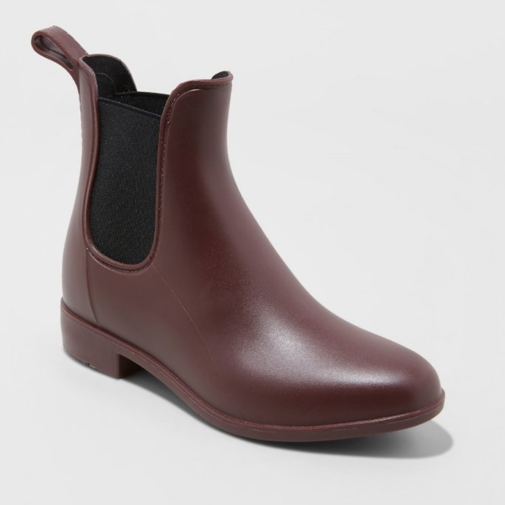 A New Day Target Chelsea Matte Rain Boots Wine Burgundy 6W